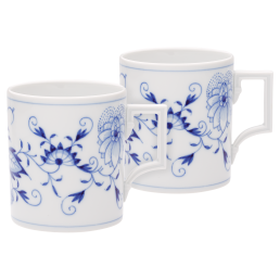 Mug set, 2-pcs, Shape "Berlin", Blue Onion, white rim