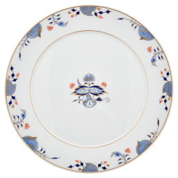 Charger Plate, Shape "No 41", Noble Blue, rim of onion elements, double leaf, Ø 33 cm