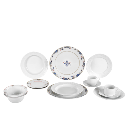 Starter set, 14-pcs for 2 persons, Shape "No 41", Noble Blue, rim of onion elements, double leaf