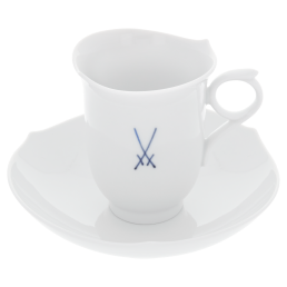 Coffee cup & saucer, Shape "Waves Pure", Trademark Meissen, cobalt blue, V 0,15 l