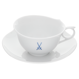 Tea cup & saucer, Shape "Waves Pure", Trademark Meissen, cobalt blue, V 0,15 l