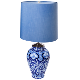 Table lamp, East Asian blossoms pattern, cobalt blue, H 95 cm