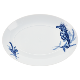 Platter, oval, Shape "MEISSEN® Cosmopolitan", "Blue Treasures", Seahorse, L 25 cm