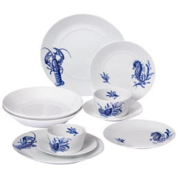 Starter set, 10-pcs for 2 persons, Shape "MEISSEN® Cosmopolitan", Blue Treasures & white
