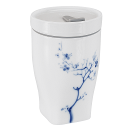 Coffee to go mug with porcelain lid, small, Shape "nova", "Blue Orchid", cobalt blue, V 0,35 l