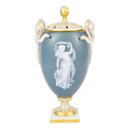 Vase showing "Dancing nymph with veil", pâte-sur-pâte painting, H 32 cm