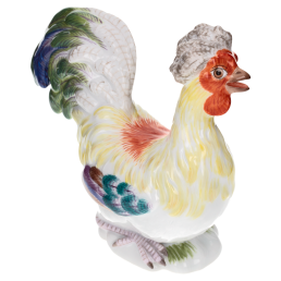 Bird Rooster, Coloured, without gold, H 11 cm