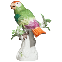 Bird Parrot, Coloured, without gold, H 16 cm