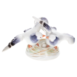 Group of birds, Coloured, without gold, H 5,5 cm