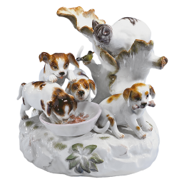 Dog group with kitten, Coloured, without gold