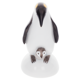 Penguin Mom with child, Coloured, without gold, H 6 cm