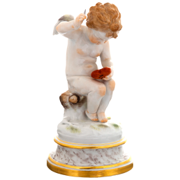 Cupid patching up a wounded heart, H 18 cm