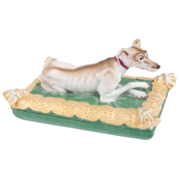 Dog Greyhound on box, H 10 cm