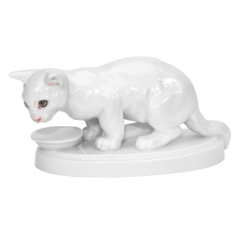 Cat, Coloured, without gold, H 7,5 cm