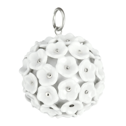 Pendant Boule Snowball Blossom, Blossom pistils platinum painted decoration, Ø 2,8 cm