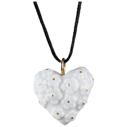 Heart with blossom, Blossom pistil gold coated, 750 rose gold