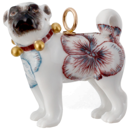 Dog Pug pendant, Giant Bloom, "Pansy", 3,4 x 3,5 cm