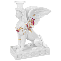 Candlestick Sphinx, Purple and Gold, H 22,5 cm