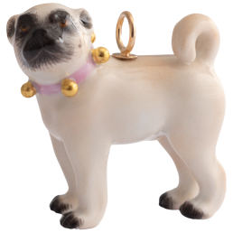 Dog Pug pendant, Rose Edition, 3,4 x 3,5 cm