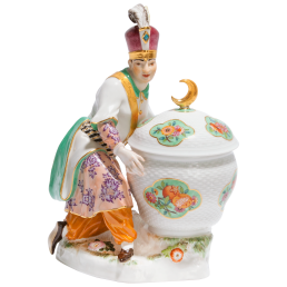 Oriental male on box, H 19 cm