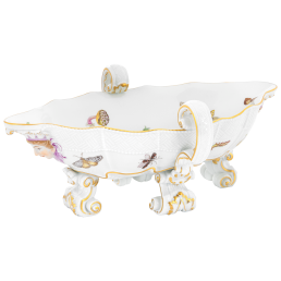 Sauce-boat with flowers and insects after Merian, L 25,5 cm