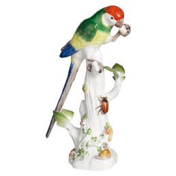 Bird Parrot on Tree Trunk, Vintage, coloured, H 29 cm