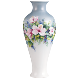 Vase sprigged with flowering hibiscus, H 46 cm