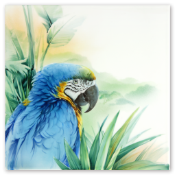 Wall Painting Amazon - Indigo Macaw, Lim. 25, 30 x 30 cm