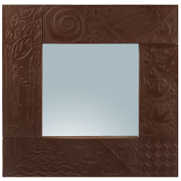 Mirror, Red fine stoneware, special sign Limited Masterpieces, 46 x 46 cm