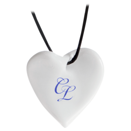 Pendant "Curved heart" with monogram (2 letters) in Cobalt Blue, 2,5 x 2,5 cm