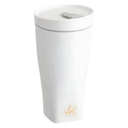 Coffee to go mug with porcelain lid, Shape "nova", Monogram, 2 letters, gold, V 0,35 l