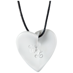 Pendant "Curved heart" with monogram (2 letters) in Platinum, 2,5 x 2,5 cm