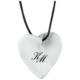 Pendant "Curved heart" with monogram (2 letters) in Black, 2,5 x 2,5 cm
