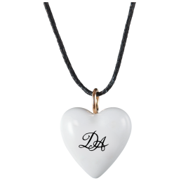 Pendant "Heart size M" with monogram (2 letters) in Black, 2,2 x 1,8 cm