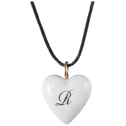 Pendant "Heart size M" with monogram (1 letter) in Black, 2,2 x 1,8 cm
