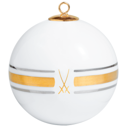 Ball, Golden and platinum ribbon, Trademark MEISSEN, gold, Ø 5 cm