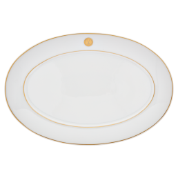 Platter, oval, Shape "No 41", Swords Luxury Gold, swords medallion, gold rim, L 30 cm