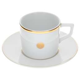 Espresso cup & saucer, Shape "No 41", Swords Luxury Gold, swords medallion, gold rim, V 0,05 l