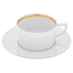 Tea cup & saucer, Shape "No 41", Swords Luxury Gold, gold rim, V 0,15 l