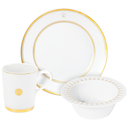 Breakfast set, 3-pcs, Swords Luxury Gold, swords medallion, gold rim