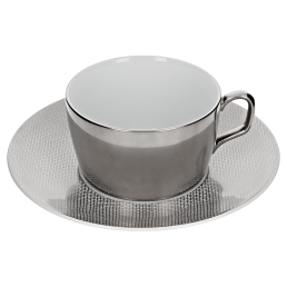 Tea cup & saucer, Shape "MEISSEN® Cosmopolitan", Mesh, platinum, V 0,2 l