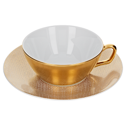 Tea cup & saucer, Shape "MEISSEN® Cosmopolitan", Mesh, gold, V 0,2 l