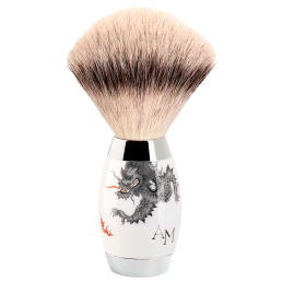 Mühle Edition Meissen, shaving brush with silvertip badger, porcellain handle, Ming Dragon, monogram, H 12,8 cm