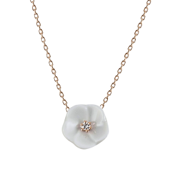 Necklace Royal Blossom Basic, 750 rose gold, 1 porcelain blossom S with 1 brilliant 0,02 ct, TW, VSI, full cut good, length 45cm