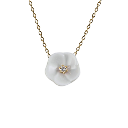 Necklace Royal Blossom Basic, 750 yellow gold, 1 porcelain blossom S with 1 brilliant 0,02 ct, TW, VSI, full cut good, length 45cm