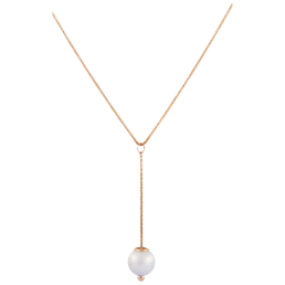 Necklace Pearl Collection Pure White long, 750 rose gold, composed of necklace, length 63 cm, variable eylet at 60 cm and pendant