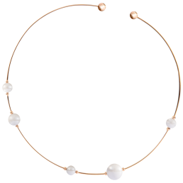 Choker Pearl Collection Pure White, 750 rose gold, 5 porcelain pearls in the size of 8, 10 and 12mm