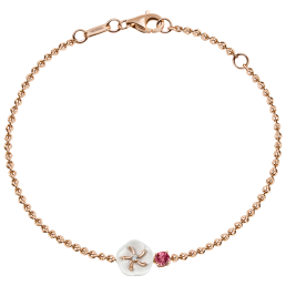 Bracelet Royal Blossom Gem "Tourmaline Pink"; 750 rose gold, 1 porcelain blossom S, 1 Tourmaline Pink 0,28 ct, 1 brilliant 0,02 ct