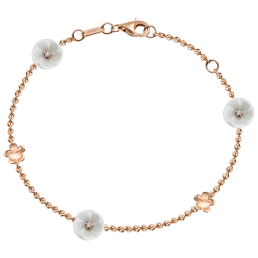 Bracelet Royal Blossom Bouquet, 750 rose gold, 5 Blossoms S/XS, 3 porcelain blossoms S, 3 brilliants 0,06 ct, TW, VSI, 2 gold blos