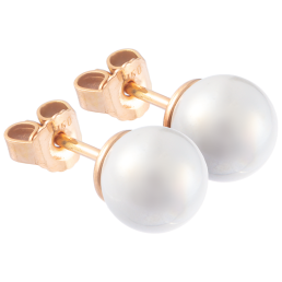 Ear studs Pearl Collection Pure White, 750 rose gold, 2 porcelain pearls 8mm each